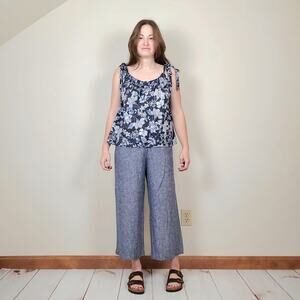 NWT Gap Floral Bow Strap Cami Blue XSP